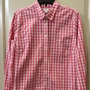 J Crew Pink Gingham long sleeve button down